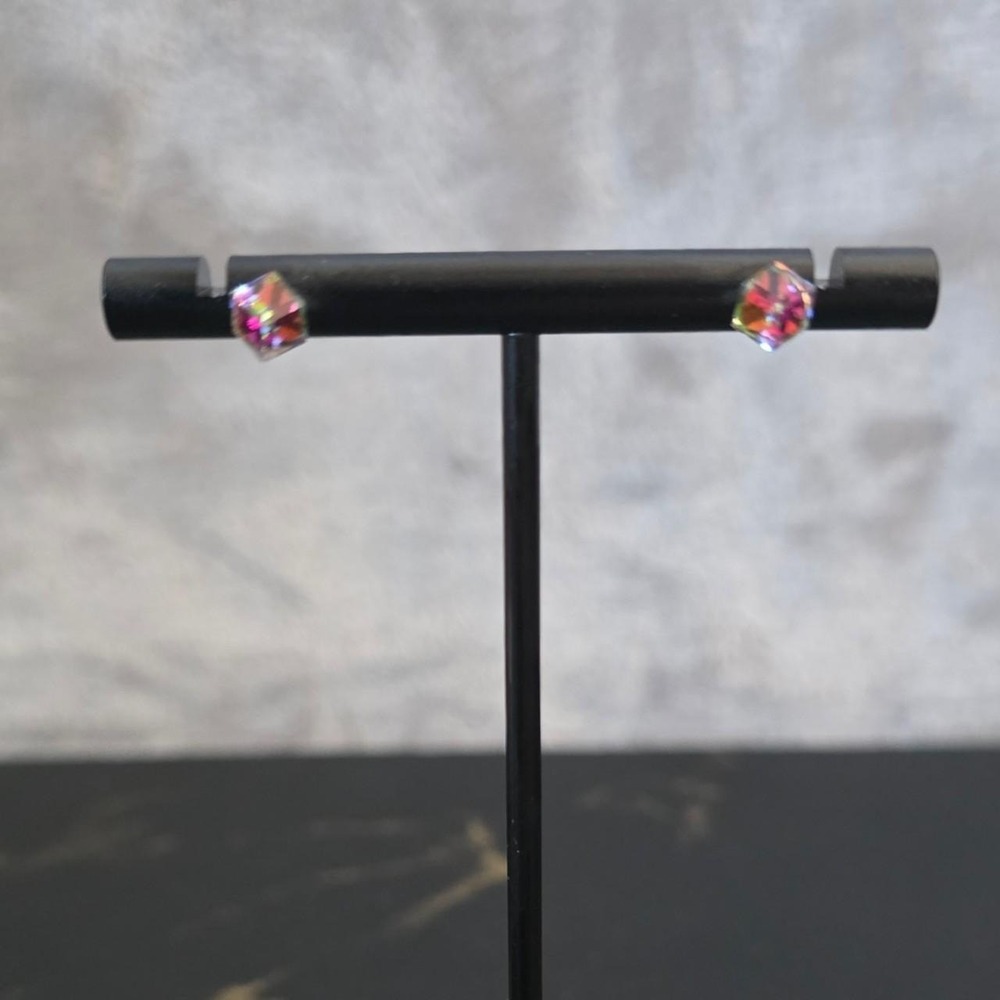 Aeropostale Gold Tone Color Changing Crystal Stud Earrings